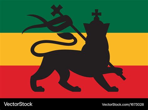 Rastafarian flag with the lion of judah Royalty Free Vector