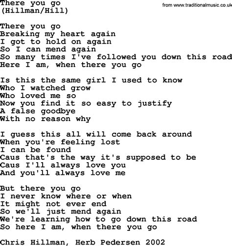 There You Go, by The Byrds - lyrics with pdf