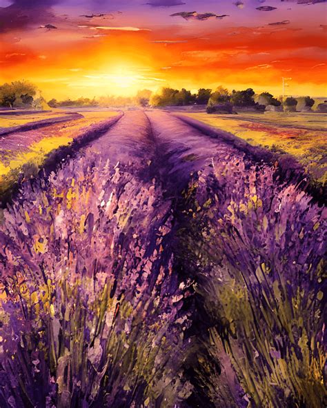 No Signature Raymond Swanley Lavender Field Sunset 8k Resolution ...