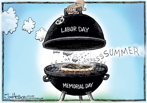 Editorial cartoon U.S. Memorial Day Labor Day end of summer barbecue ...