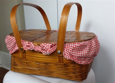 Vintage Wicker Picnic Basket With Handles | Etsy | Picnic basket ...