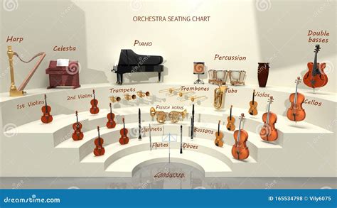 The Arrangement of Musical Instruments of the Symphony Orchestra, 3D Rendering Stock ...