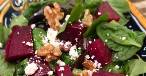 Scrumpdillyicious: Roasted Beet & Spinach Salad with Walnuts and Feta