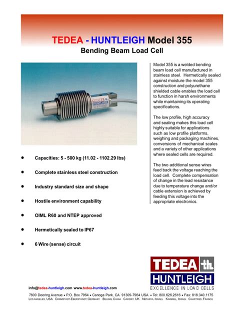 Bending Beam Load Cell PDF | PDF | Electric Power | Equipment