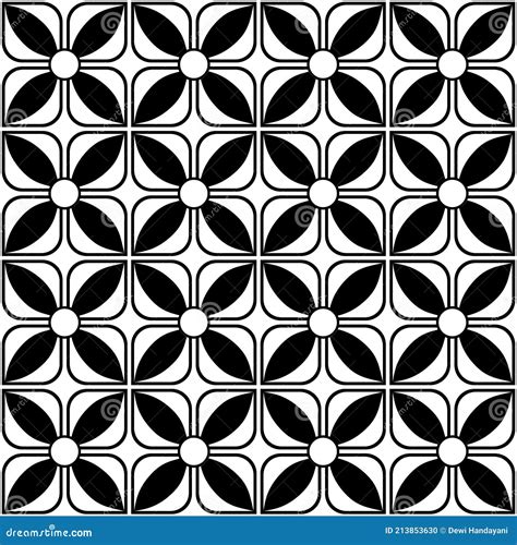 Seamless Batik Pattern Tile in Black and White Color Stock Vector - Illustration of batik ...