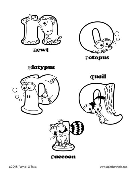 Printable Coloring Pages: Lowercase Letters & Animals - Alphabetimals