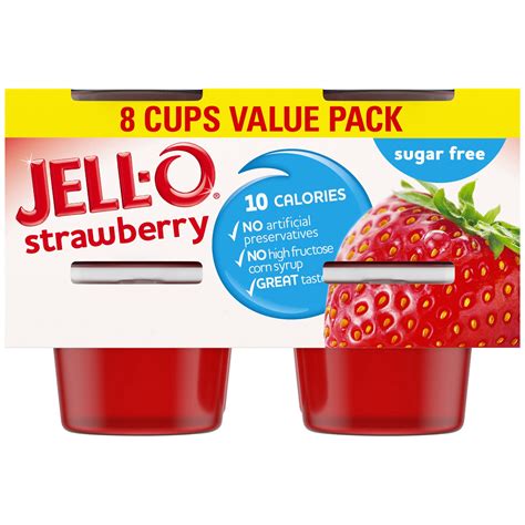 Jell-O Strawberry Sugar Free Ready-to-Eat Gelatin Snacks Value Pack, 8 ct Cups - Walmart.com ...