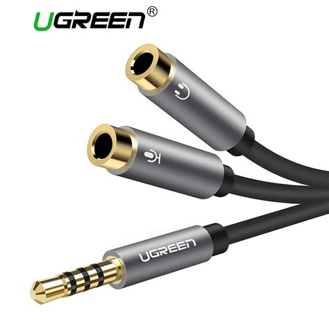 Ugreen 3.5mm Audio Splitter Cable for Computer Jack 3.5mm 1 Male to 2 Female Mic Y Splitter AUX ...