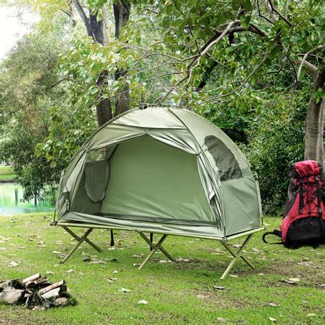 Outsunny Compact Pop Up Portable Folding Outdoor Elevated Camping Cot ...