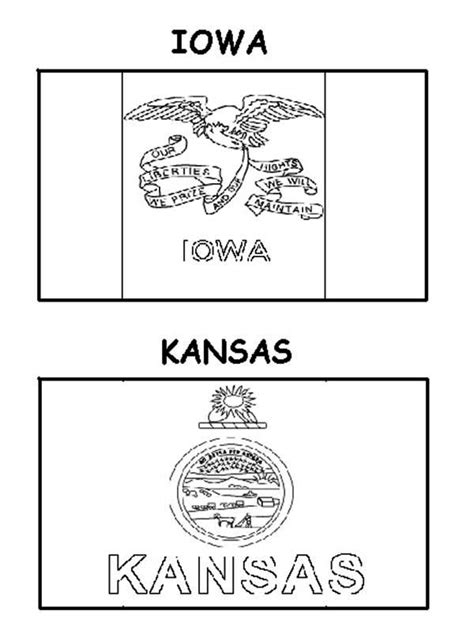 Kansas and Iowa State Flag Coloring Page | Color Luna