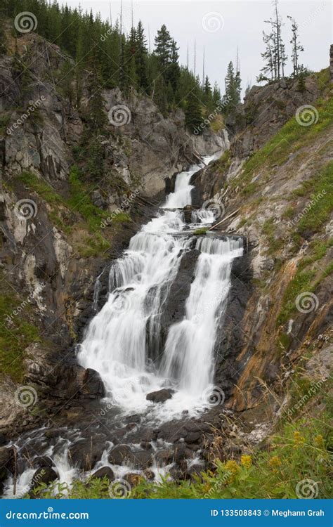 Long Exposure of Mystic Falls Waterfall in Yellowstone Stock Image ...