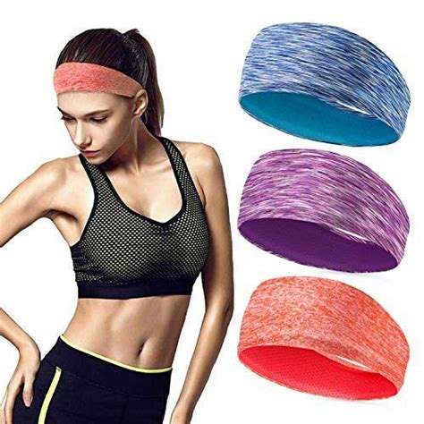 Running Headbands for Women (3 Pack) – Absorbing Sweat Hair Bands for Yoga Fitness Sports ...