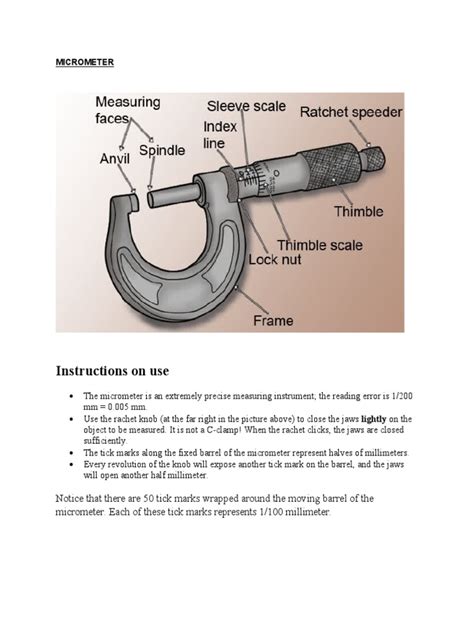 Instructions On Use: Micrometer | PDF | Metrology | Length