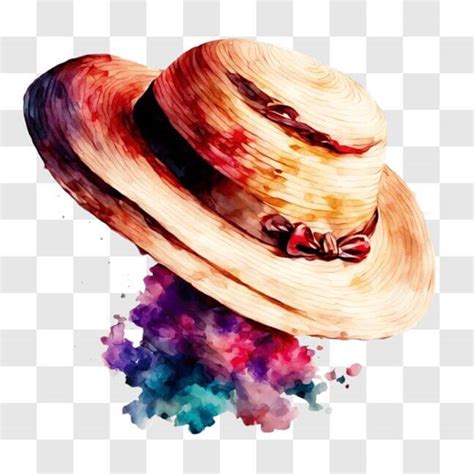 Download Colorful Hat Illustration with Watercolor Splashes PNG Online - Creative Fabrica