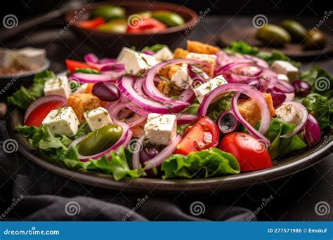 Freshness Greek Salad Generative Ai Stock Illustration - Illustration ...