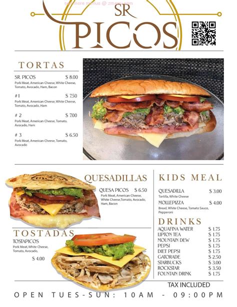 Online Menu of Sr. Picos Restaurant, Yuma, Arizona, 85364 - Zmenu