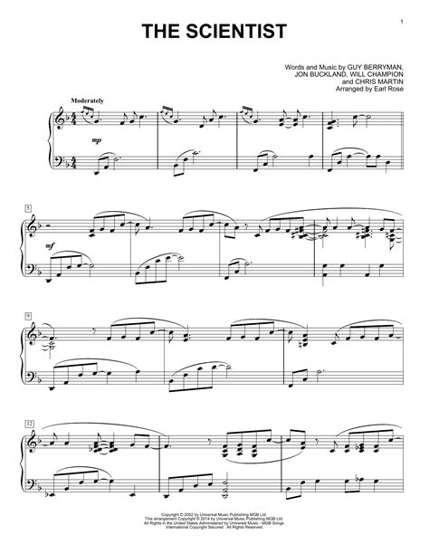 The Scientist sheet music by Coldplay (Piano – 156791)