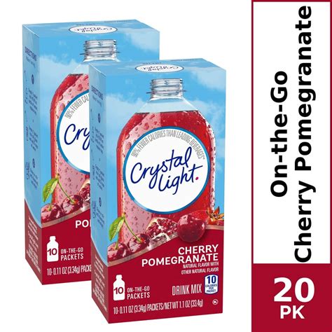 (20 Packets) Crystal Light Cherry Pomegranate Sugar Free, On-The-Go, Caffeine Free Powdered ...