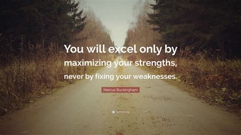 Marcus Buckingham Quote: “You will excel only by maximizing your strengths, never by fixing your ...