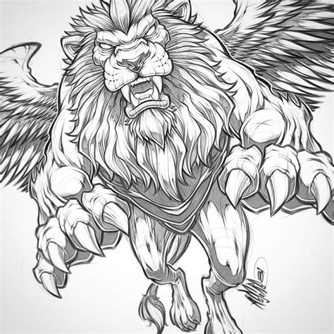 Winged lion pencils #lion #beast #wings #illustration #tattoo #art # ...