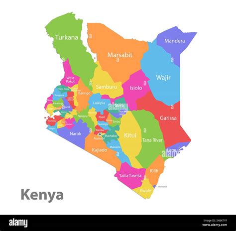 Political Map Of Kenya Isolated On White Background Vector Illustration ...