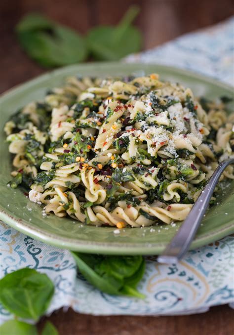 Gluten free spinach pesto pasta