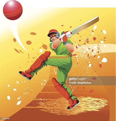 Cricket Player Strikes The Ball For Six High-Res Vector Graphic - Getty ...