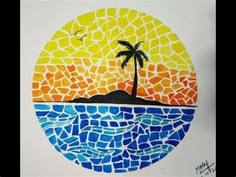 Mosaic Landscape Painting with Watercolours