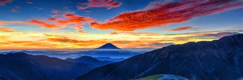 Blue mountains with orange clouds and blue sky landscape photo HD wallpaper | Wallpaper Flare