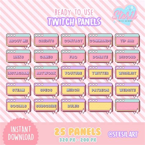 PN-22 / Twitch Panels / Cute Pink / Aesthetic / Kawaii / Streamer - Etsy