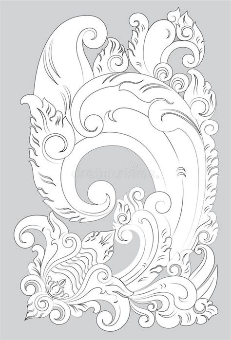 Motif Bali line art stock illustration. Illustration of daun - 116255086