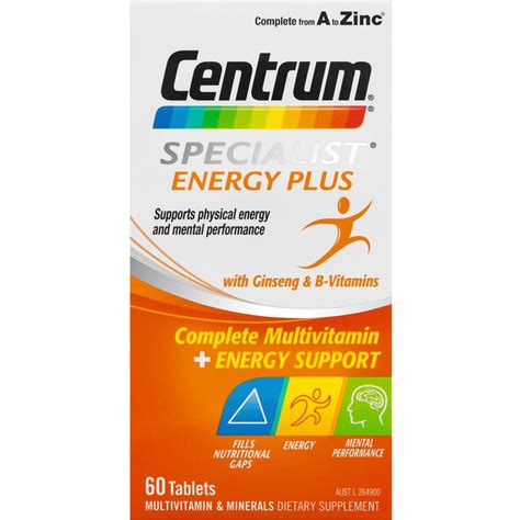 Centrum Specialist Energy Plus With Ginseng & B Vitamins 60 Pack | Woolworths