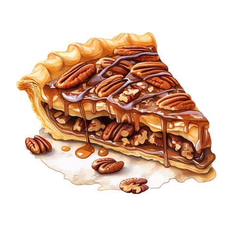 Premium AI Image | beautiful Pecan pie slice tasty dessert clipart illustration