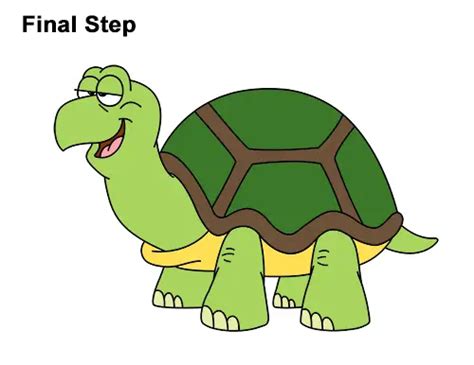 How to Draw a Turtle / Tortoise (Cartoon)