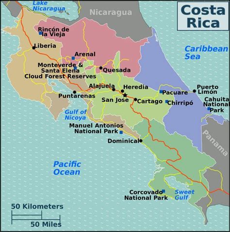 Carte du Costa Rica plan des 21 lieux à voir