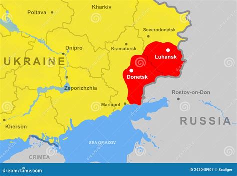 Donetsk And Luhansk Map. Regions In Eastern Ukraine. Detailed Vector ...