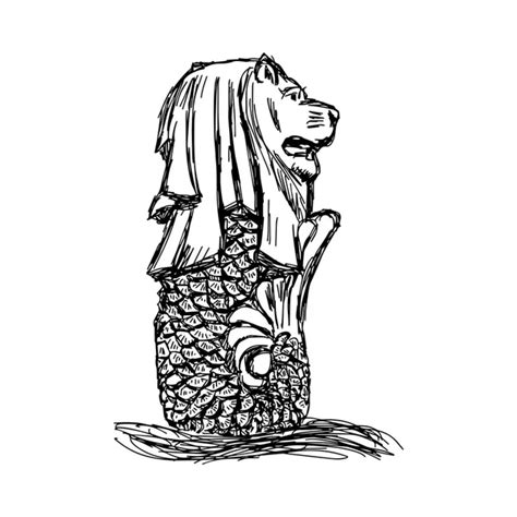 Merlion drawing Stockvektorer, royaltyfria Merlion drawing illustrationer | Depositphotos