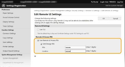 Setting a Remote UI PIN (imageRUNNER 2206N / 2006N)