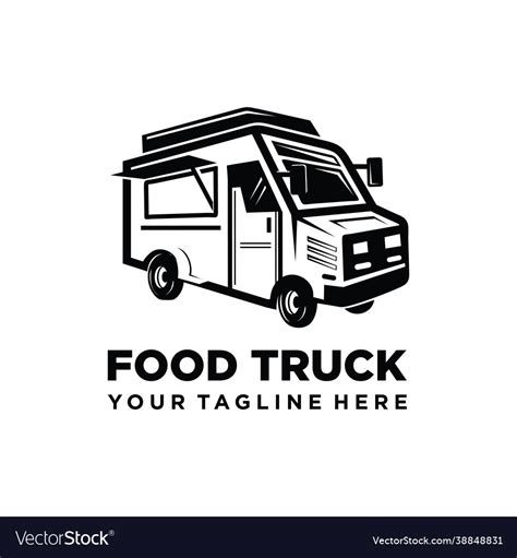 Food truck logo template street cart Royalty Free Vector