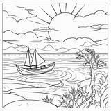 Sunset coloring page – Coloring Corner sketch template