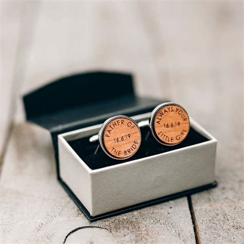 Father Of The Bride Wooden Wedding Date Cufflinks By The Drifting Bear Co | notonthehighstreet.com