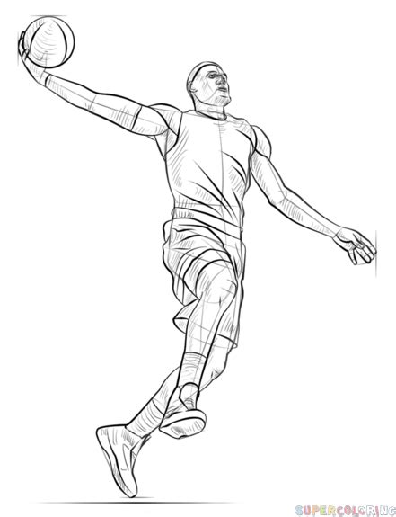 How to draw a basketball player dunking | Step by step Drawing tutorials | Sports drawings ...