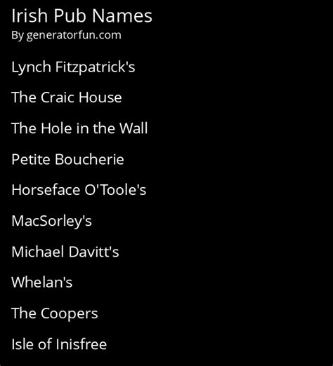 Irish Pub Name Generator - Generate a Random Irish Pub Name