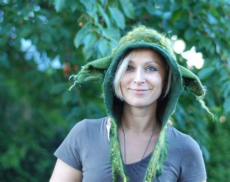 Felted hoodie with goblin ears, Yoda hat | Fairy clothes, Winter coat ...