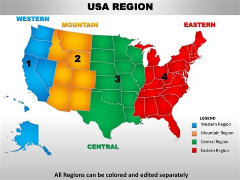 Usa eastern region country editable powerpoint maps with states and c…