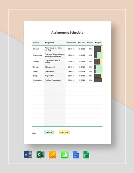 Assignment Schedule Template - 7+ Free Word, Excel, PDF Format Download | Free & Premium Templates