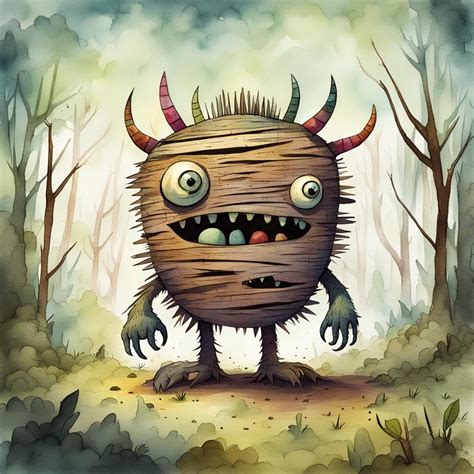 Monster made out of wood sticks cartoonish monster, Watercolor kids book illustration, Ben ...