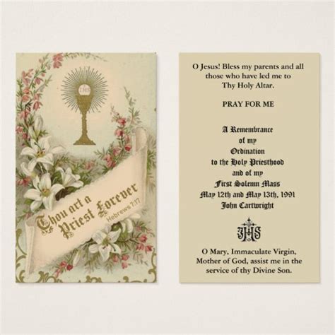 CATHOLIC PRIEST ORDINATION ANNIVERSARY HOLY CARDS | Zazzle.com