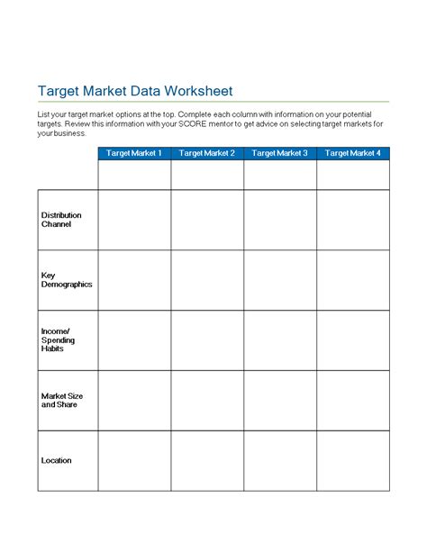 Target Market Template