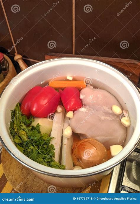 Chicken Breast Soup Ready To Boil Stock Photo - Image of carrot, celery ...